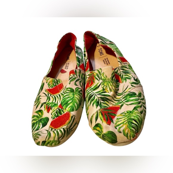 TOMS Classic Spanish Villa Watermelon Palms Print Womens Espadrilles Size W8 - Picture 6 of 7